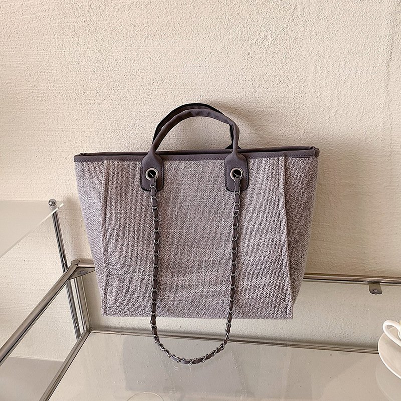 New Canvas Bucket Bag Single Shoulder Crossbody Handbag Large Capacity Canvas Chain Shopping Bag
