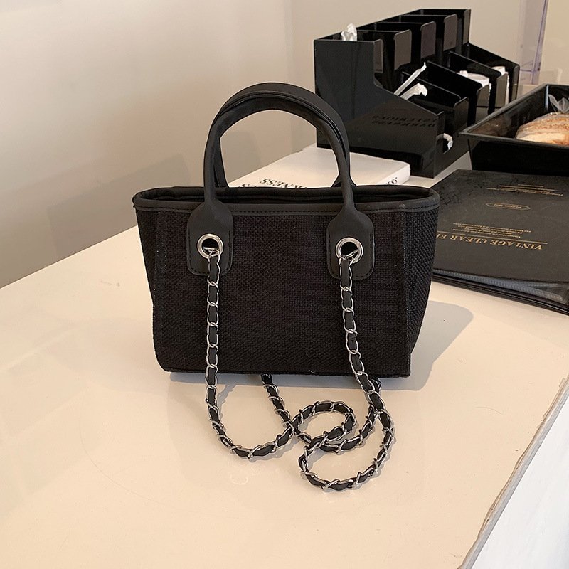 New Canvas Bucket Bag Single Shoulder Crossbody Handbag Large Capacity Canvas Chain Shopping Bag