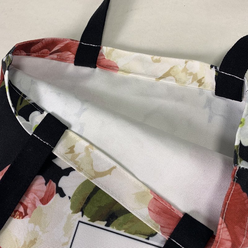 Custom Premium Fashion Ladies Vintage Flowers Printing Canvas Tote Bag Cotton Shopping Bag