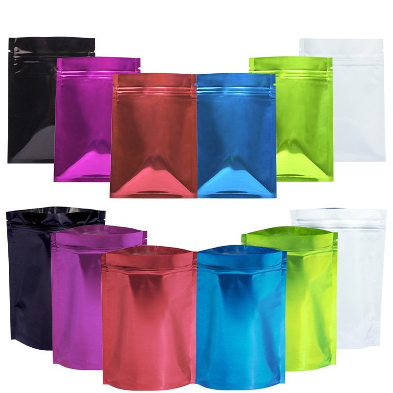 Clear Front Window Glossy Gold Aluminium Foil Metallic Stand Up Standup Pouch Zipper Mylar Plastic Bag For Spice Food Packaging