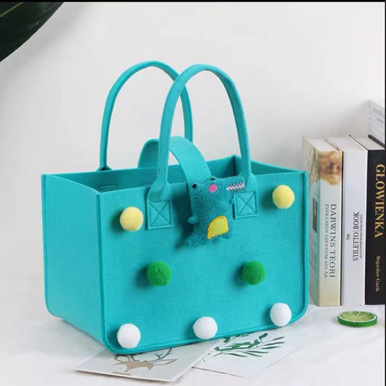 Chic Yellow Felt Shopping Bag Open Portable Felt Organizer Baby Caddy Felt Diaper Bag Yellow Felt Storage Bag