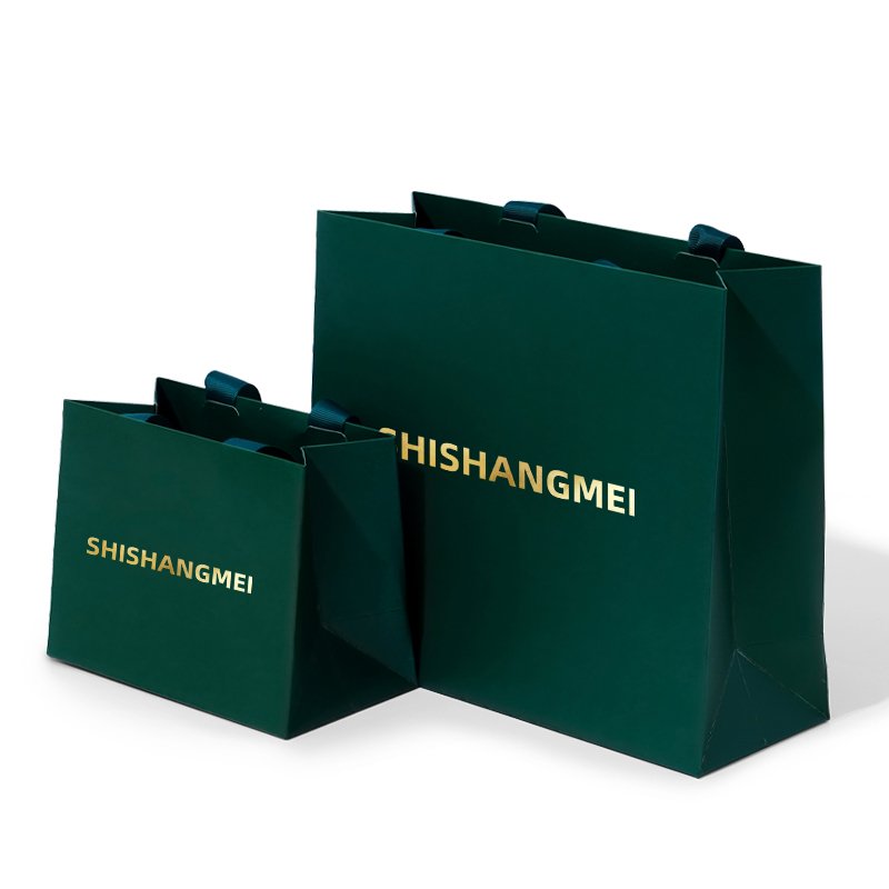 Ribbon Paper Bag Cardboard Luxury Cosmetic Jewelry Gift Shopping Bag Wholesales Black Paper Bags With Your Own Logo