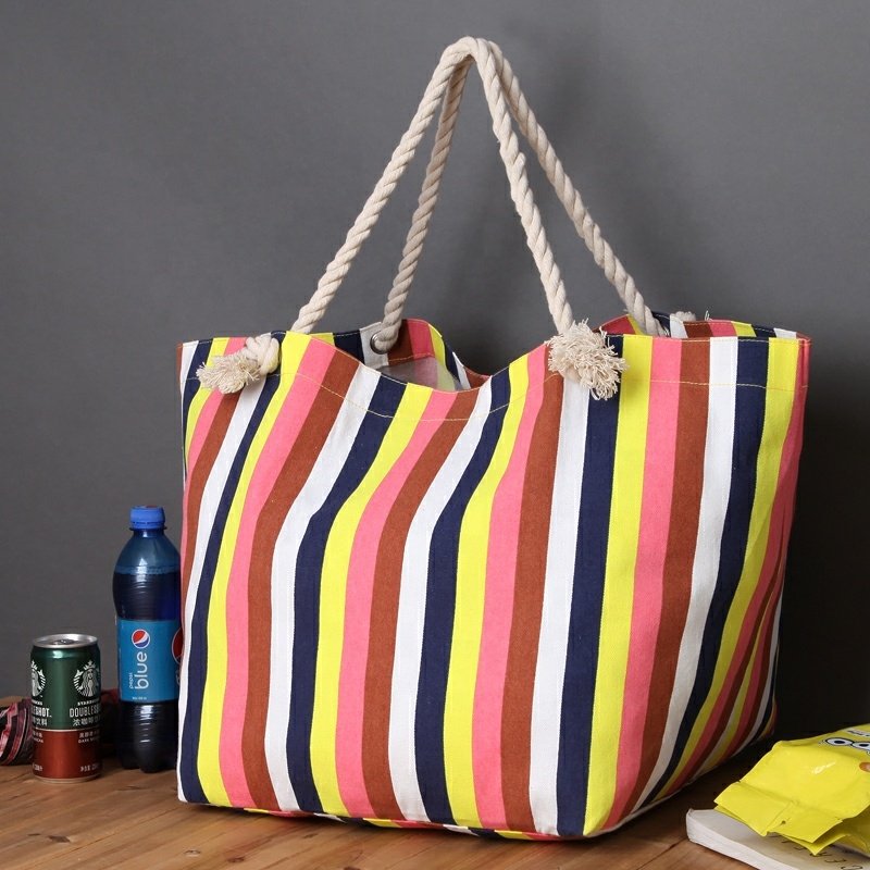 wholesale canvas cotton rope handle bag logo woman shopping bag custom beach tote bags