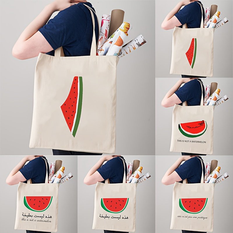 1pcThis is not a Watermelon Palestine Flag Watermelon Peace pattern Tote Canvas Personalized Shoulder Bag For Travel Women's