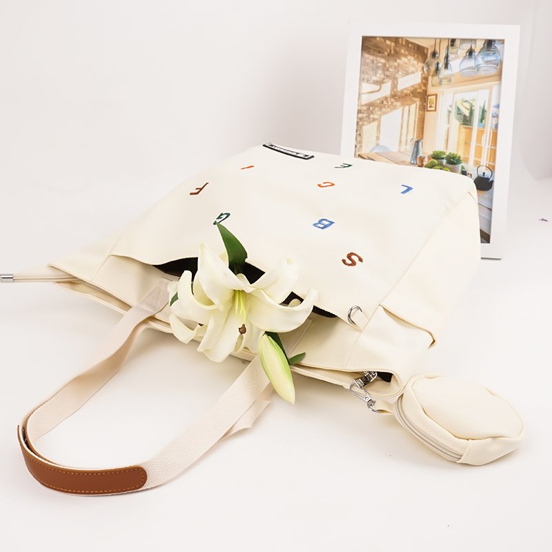 wholesale Custom recycled Eco Friendly Organic Recyclable Plain Cotton custom shopping bags Canvas leather Tote Bag for women