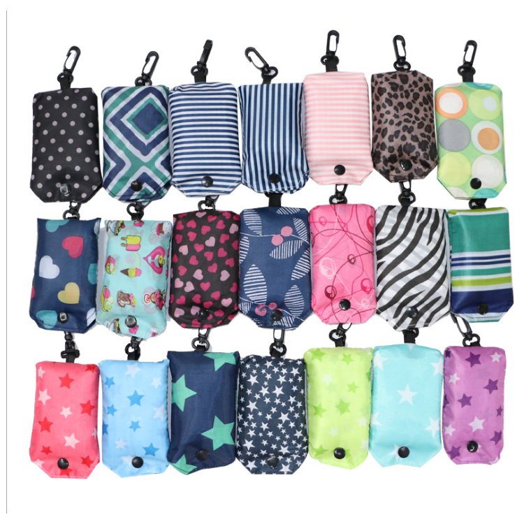 Promotional cheap high quality polyester travel shopping bag foldable reusable eco-friendly tote bags with hook