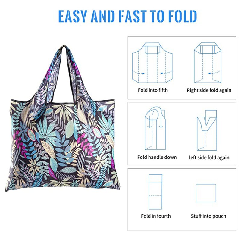 custom Recycle Nylon Shopping Tote Eco Friendly Recycled Foldable Sublimation Polyester shopping Bag