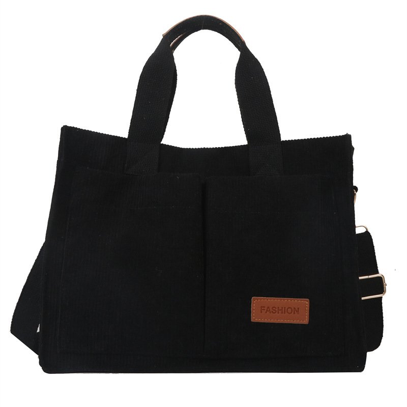 Vintage Corduroy Tote Bag Fashion Durable Shoulder Bag Large Capacity Travel Shopping Bag