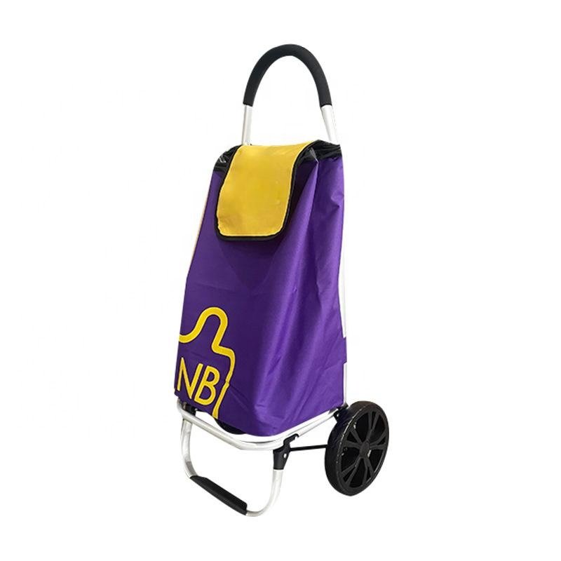 LOW MOQ 1PC folding grocery shopping bag with wheels with high quality wheels for supermarket