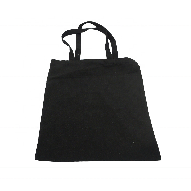 Wholesale Customized Plain Black Color Canvas Cotton Tote Bag Shopping Bag With Strong Cotton Handle