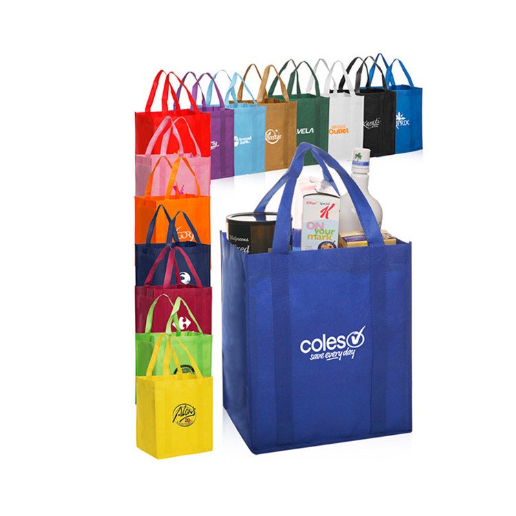 custom Eco Reusable Ecological PP Laminated nonwoven Fabric Non Woven Shopping Bag grocery Blank Large Tote Bag Printing