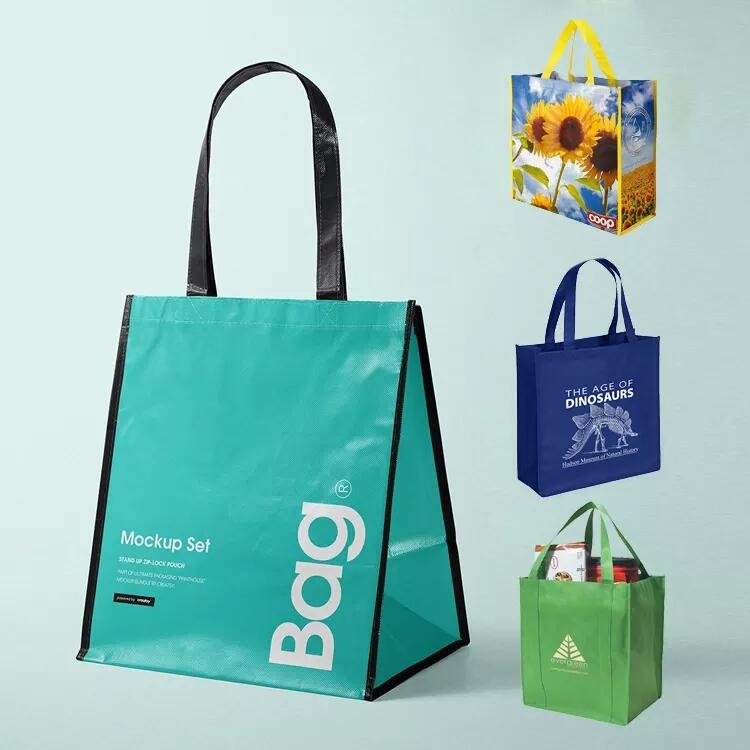 custom Eco Reusable Ecological PP Laminated nonwoven Fabric Non Woven Shopping Bag grocery Blank Large Tote Bag Printing
