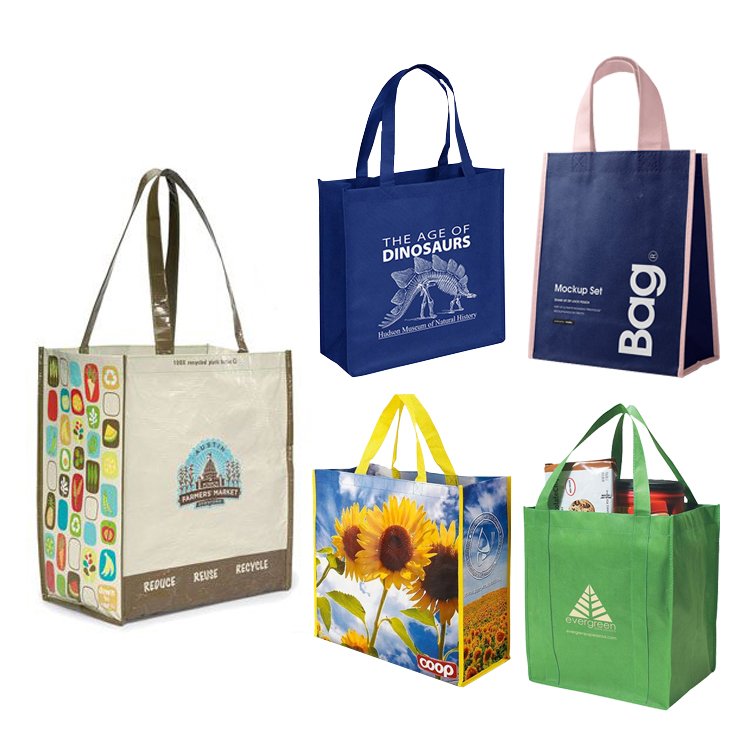custom Eco Reusable Ecological PP Laminated nonwoven Fabric Non Woven Shopping Bag grocery Blank Large Tote Bag Printing