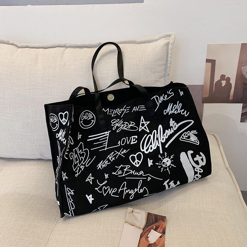 Fashion Graffiti Women Shoulder Bag korean tote bag Canvas Handbag Female Large Capacity Tote Ladies Portable Shopping Bag