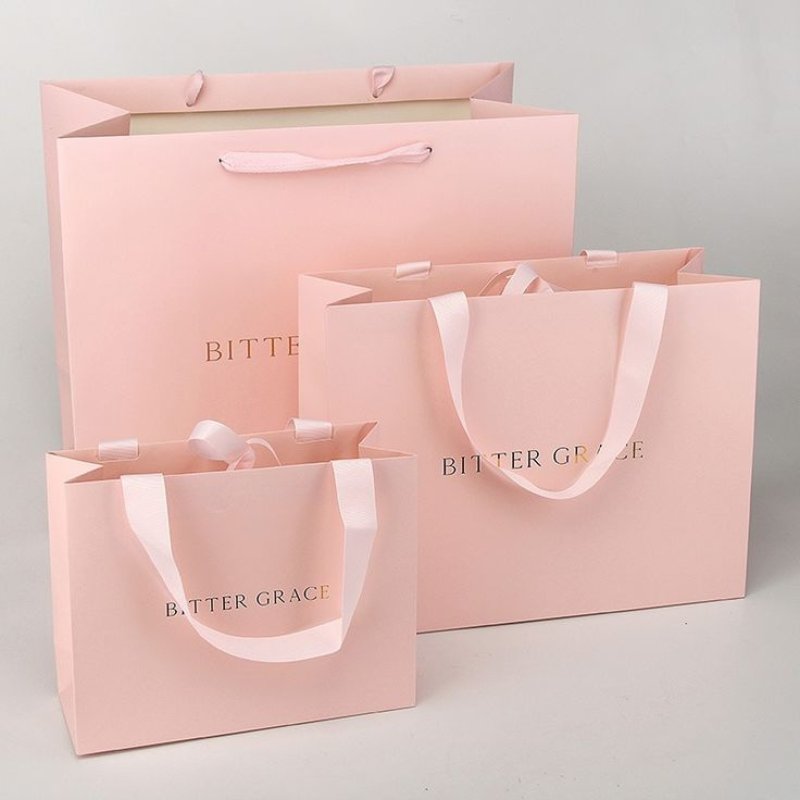 Custom Luxury Clothing Retail Blue Gift Bag bolsas de papel Shopping Packaging Paper Bags with your own logo For Clothes