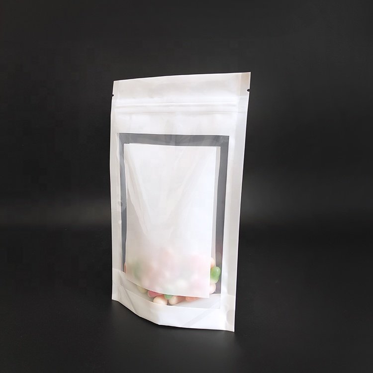 New Styles Ready to Ship Plain White Plastic Stand Up Pouch with Zipper and Window