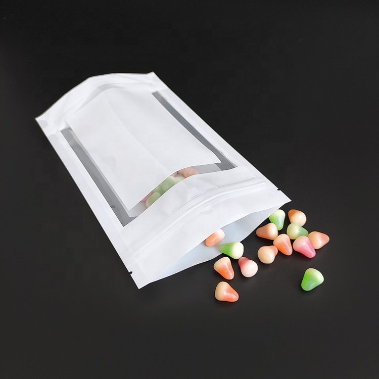 New Styles Ready to Ship Plain White Plastic Stand Up Pouch with Zipper and Window