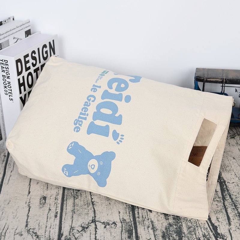 Top Selling Blue Dog Calico Cute Cotton Canvas Handbags Stylish Shopping Tote Bags