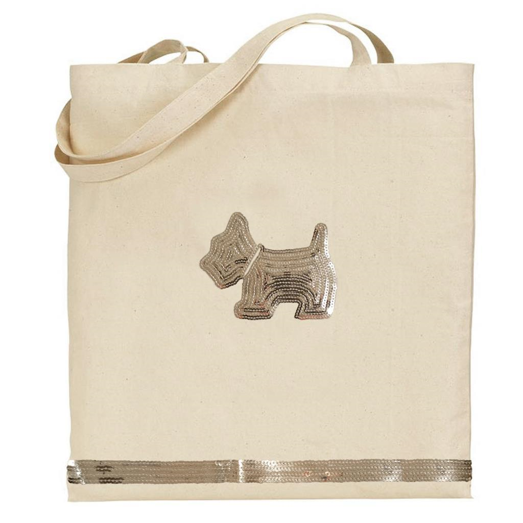 Wholesale Custom Logo Large 8oz Cotton Canvas Tote Shopping Bag with Sequins