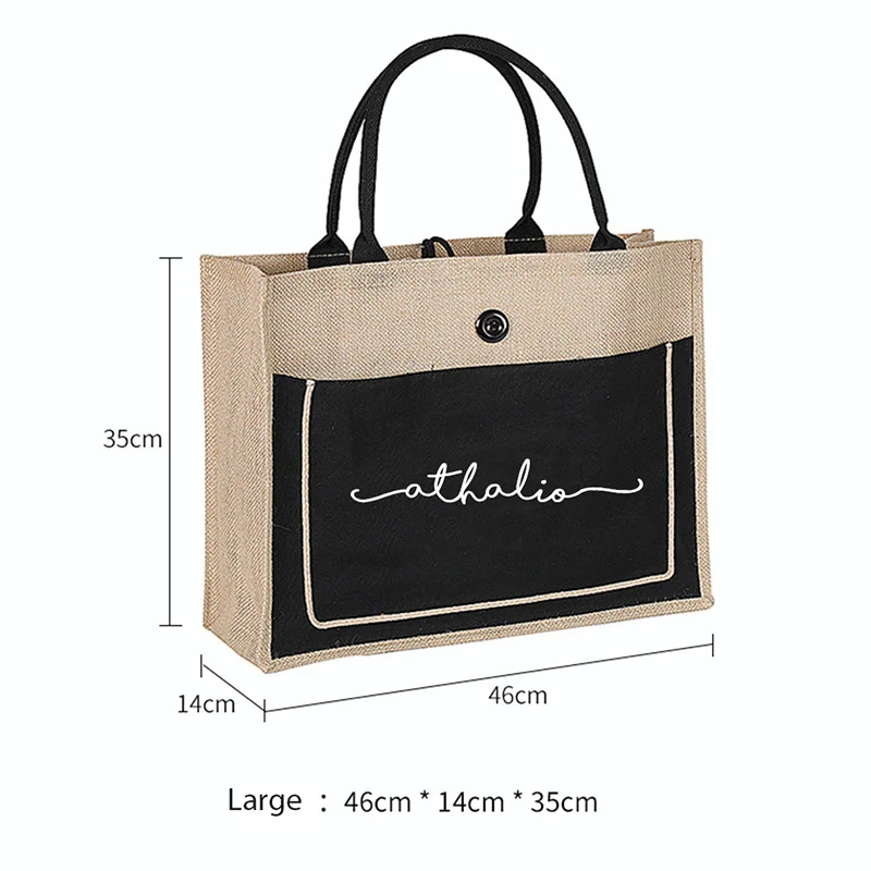 Eco-friendly Shopping Bags Large Capacity Waterproof Beach Shoulder Travel Storage Jute Tote Bag