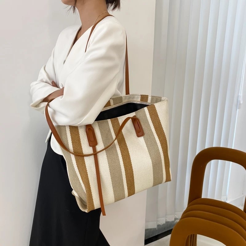 Women Shoulder Bags Underarm Zipper Large Capacity Canvas Totes Office Ladies Daily All-match Handbag Ulzzang Shopping Portable