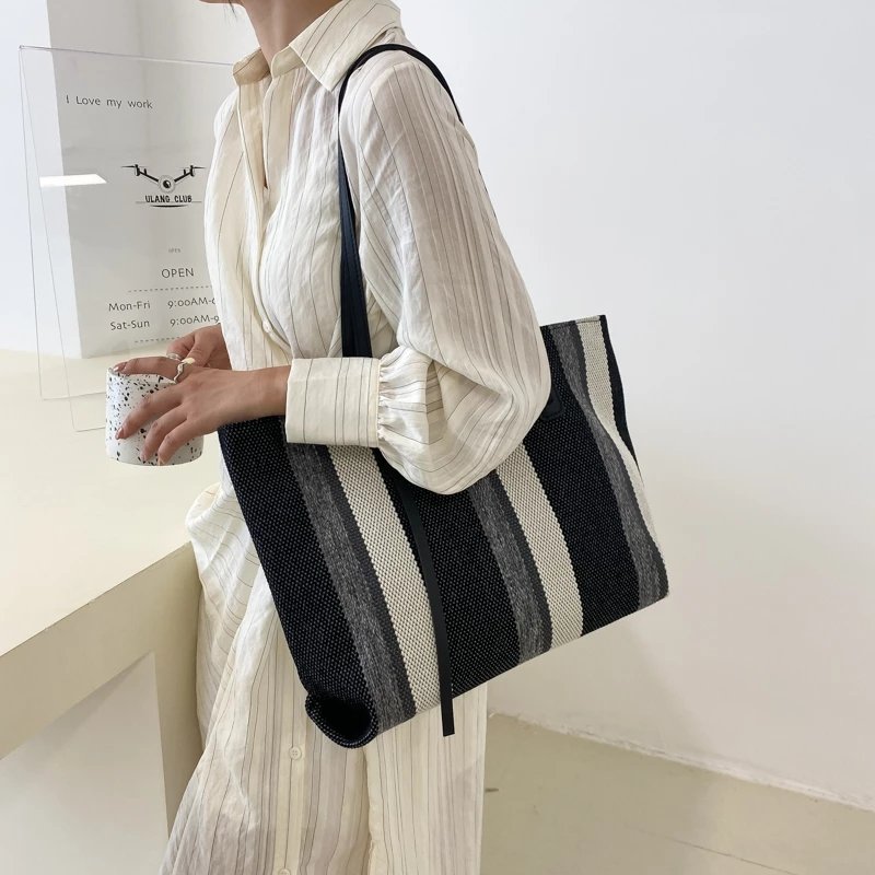 Women Shoulder Bags Underarm Zipper Large Capacity Canvas Totes Office Ladies Daily All-match Handbag Ulzzang Shopping Portable