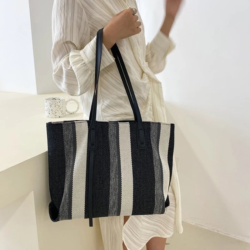 Women Shoulder Bags Underarm Zipper Large Capacity Canvas Totes Office Ladies Daily All-match Handbag Ulzzang Shopping Portable