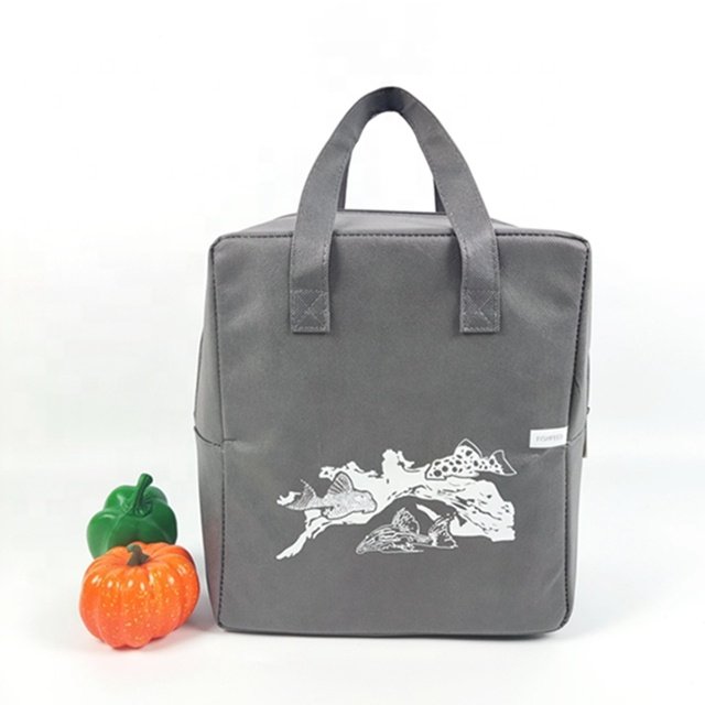 Grey Customized Printed Soft Lunch Cooler Bag Oem Portable Shopping Bag Food Thermal Insulated Beach Cooler Bags With Zipper