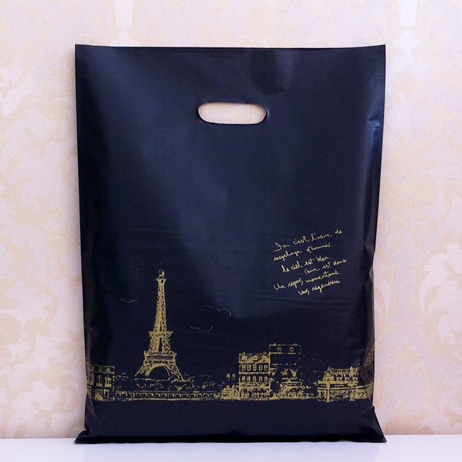 MU Custom Printed Logo Personalized HDPE LDPE Merchandise Die Cut Plastic Shopping Bag With Handle