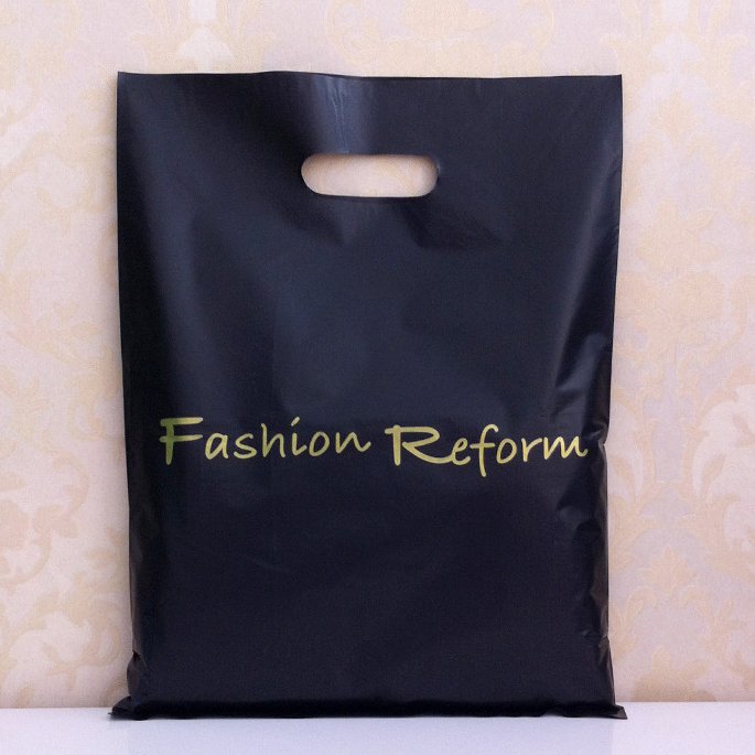 MU Custom Printed Logo Personalized HDPE LDPE Merchandise Die Cut Plastic Shopping Bag With Handle