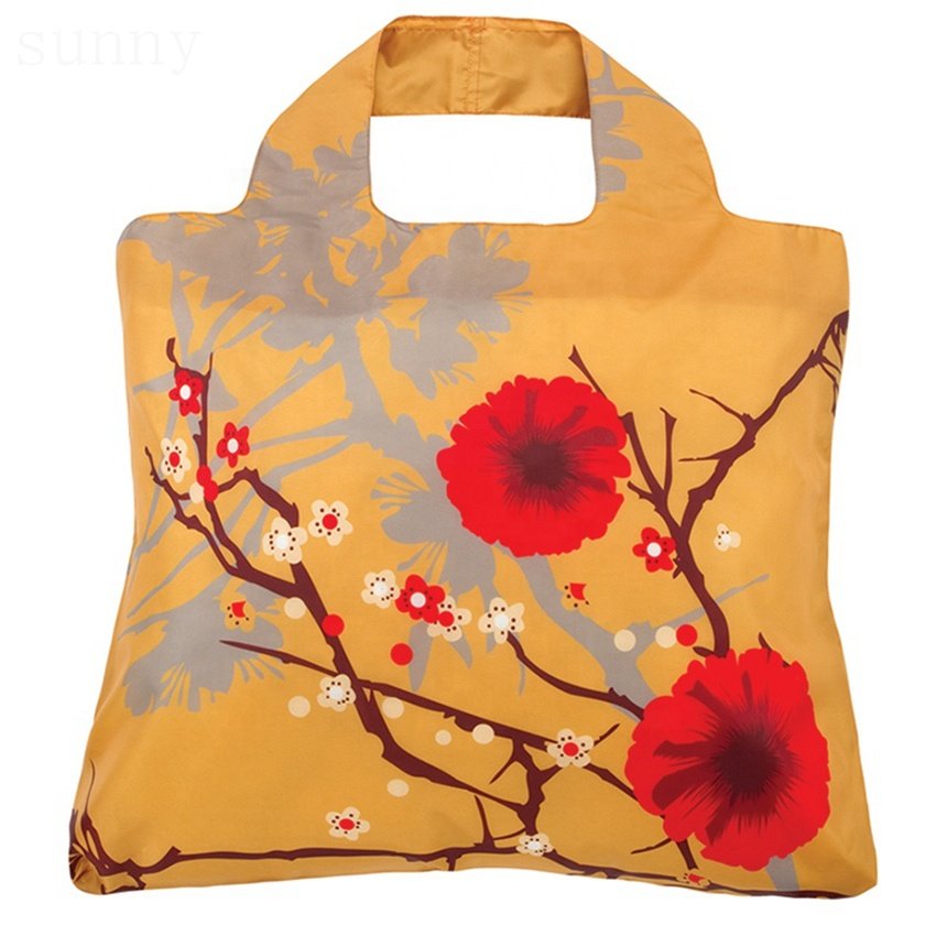 Custom Made Fashion Design Eco Ripstop Grocery Carry Packaging Foldable Reusable Nylon Fabric Shopping Bag Tote Bags With Logo