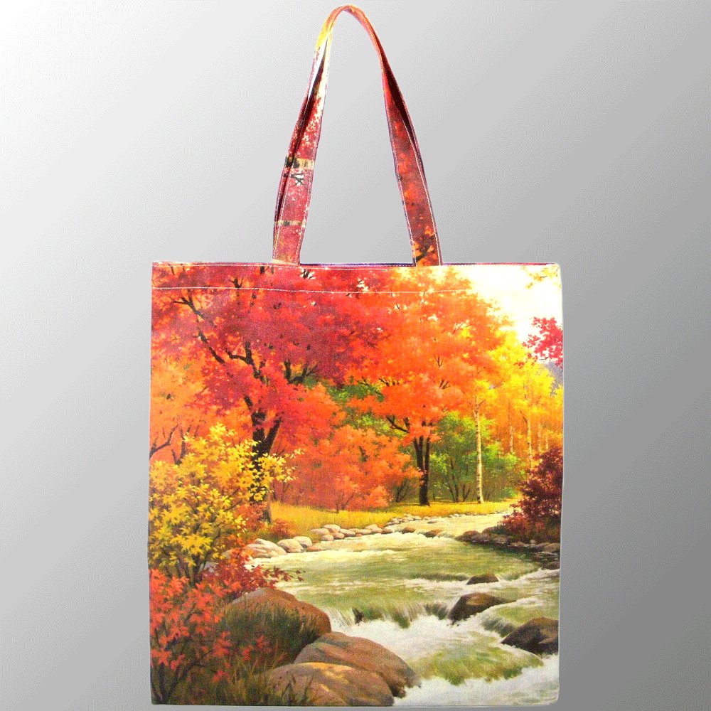 printed canvas tote bag Banjara Village Print Canvas digitally printed all over promotion travel bag with long handles
