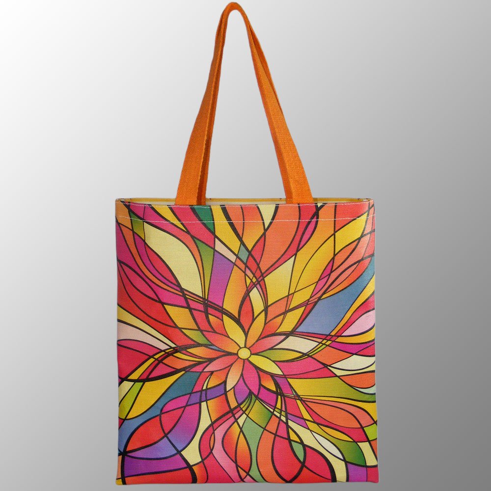 printed canvas tote bag Banjara Village Print Canvas digitally printed all over promotion travel bag with long handles