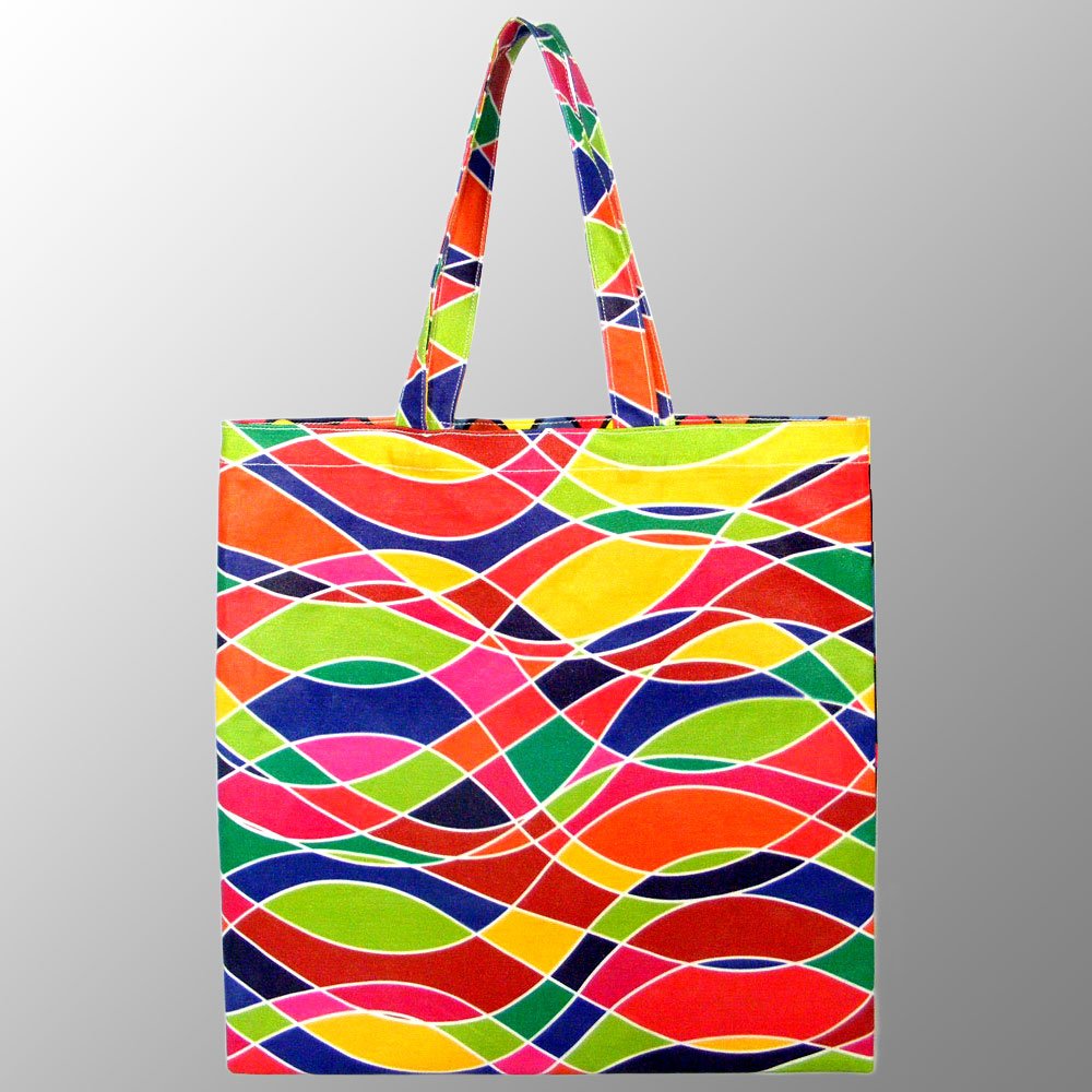 printed canvas tote bag Banjara Village Print Canvas digitally printed all over promotion travel bag with long handles
