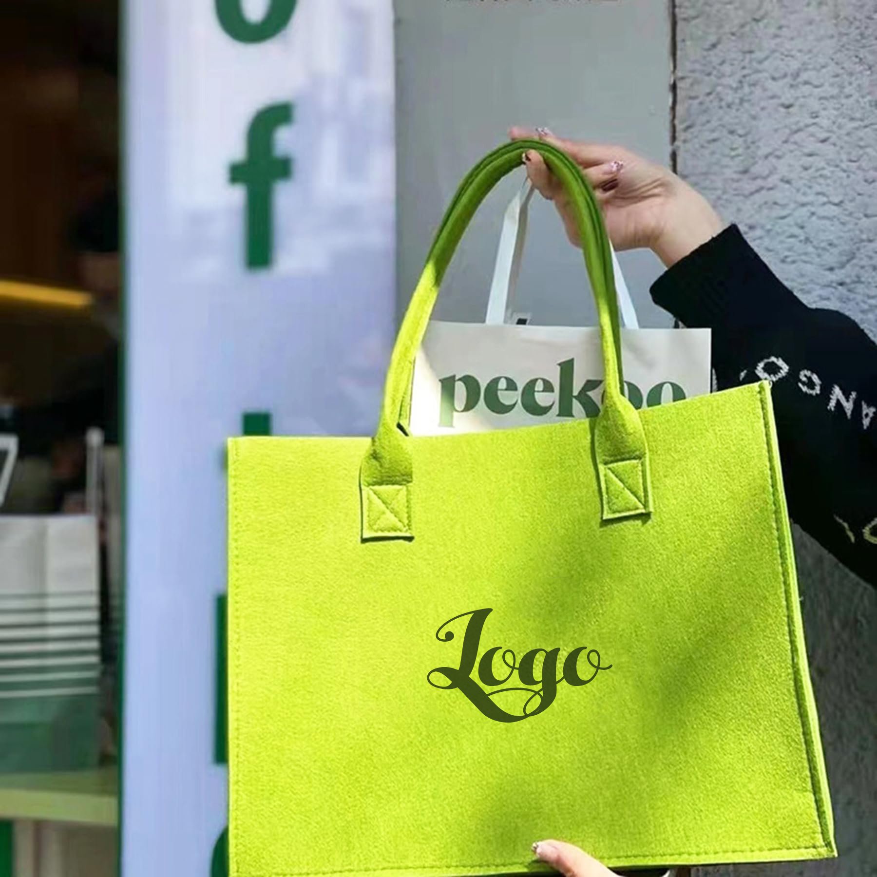 High Quality Felt Felt Wine Bag Felt Shopping Bag Felt Gift Bag Casual Tote Portable Felt Organizer Baby Caddy Felt Diaper Bag