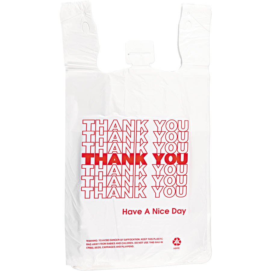 THANK YOU BAGS WHITE 1/6 1000 QTY T Shirt Shopping Bags