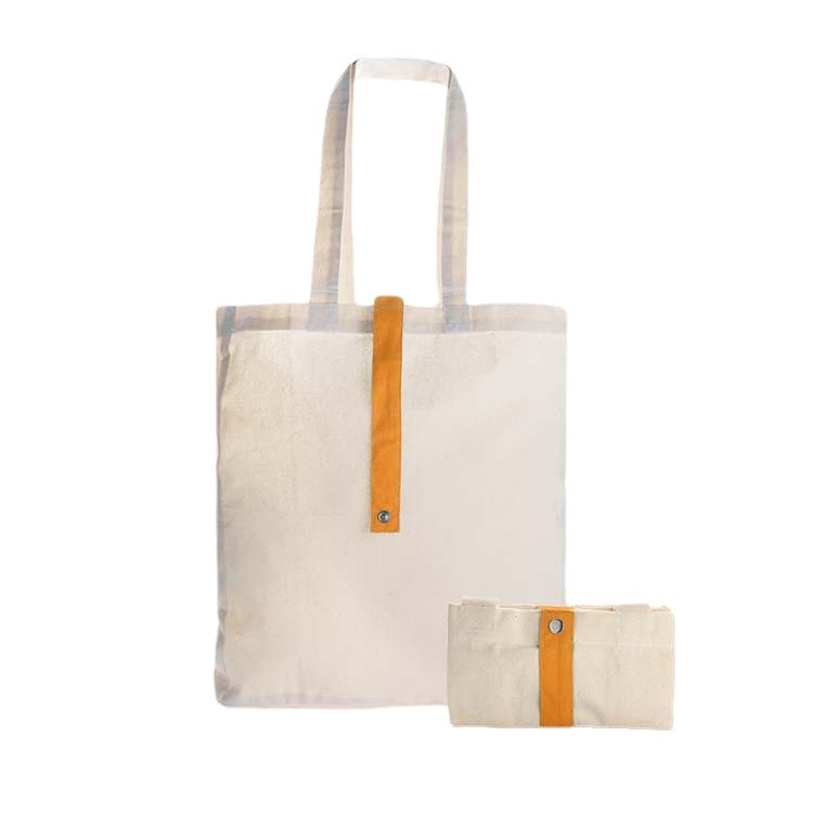 Custom Logo Print Supermarket Folding Canvas Tote Bag Roll Up Cotton Canvas Shopping Bags