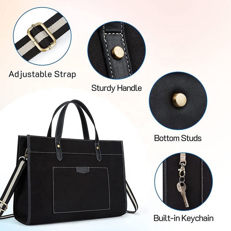 Customized Large Capacity Colorful Eco-Friendly Tote Shopping Bag with Front Pocket and Magnetic Snap Portable Wholesale