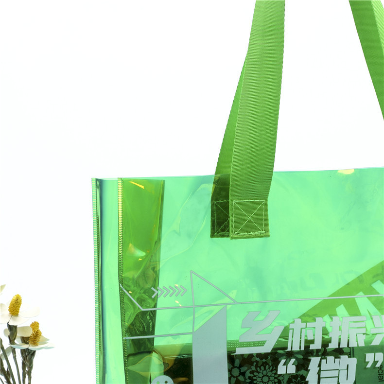 Cheap wholesale spot green transparent custom logo simple waterproof beach summer shopping bag