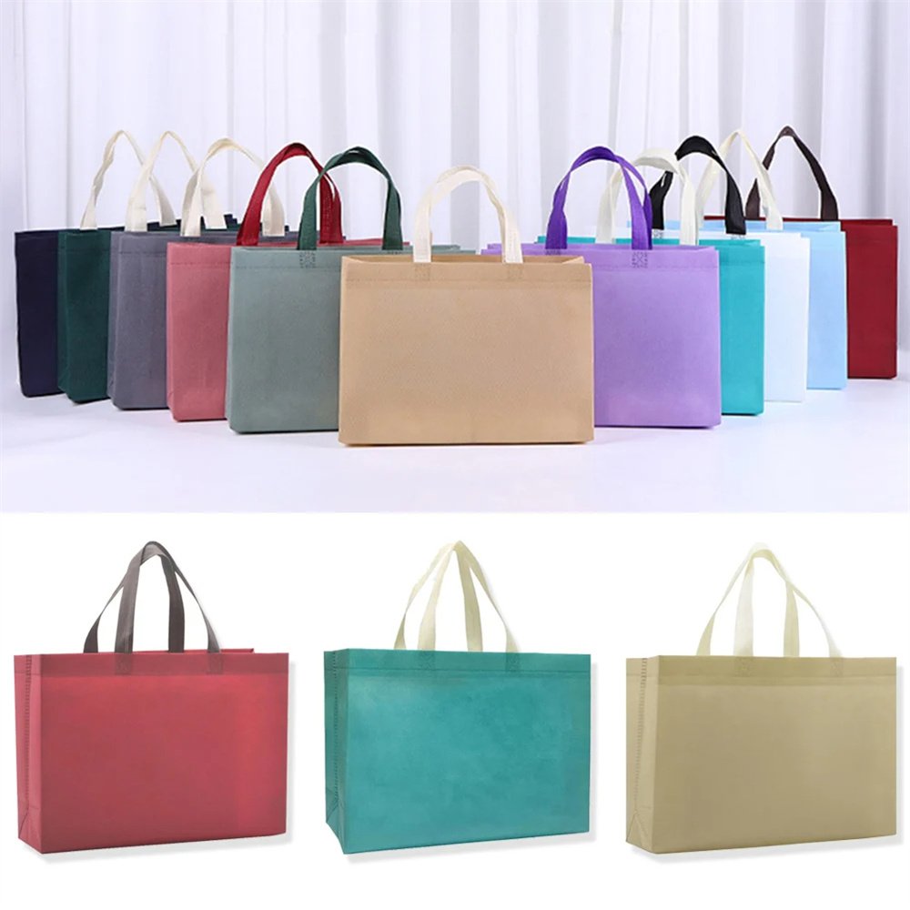 Factory Custom Logo Printed Recyclable Grocery Flat Nonwoven Shopping Bag Film Covered Non-Woven Fabric Tote Bag For Supermarket