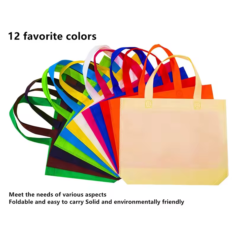 Factory Custom Logo Printed Recyclable Grocery Flat Nonwoven Shopping Bag Film Covered Non-Woven Fabric Tote Bag For Supermarket