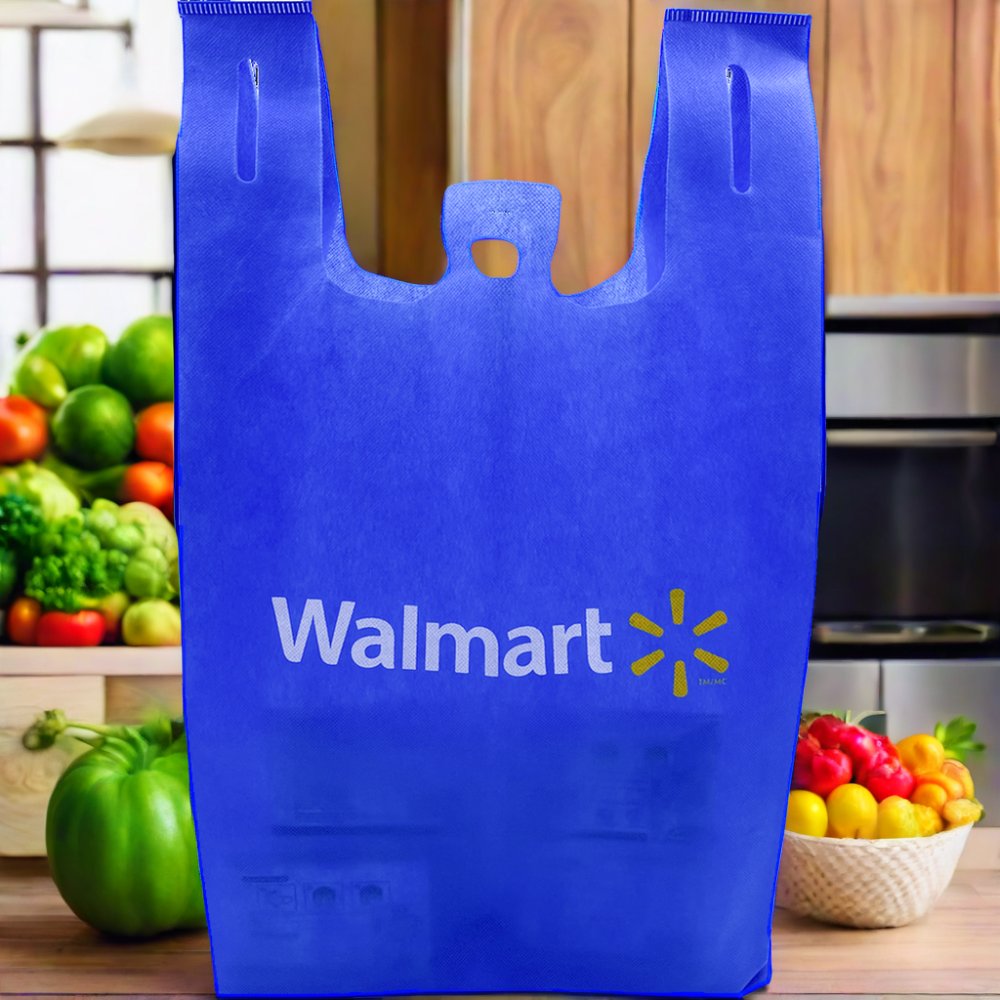 Wholesale highly customized non woven Walmart shopping t shirt sublimation Eco vest recycled shopping bag for supermarket