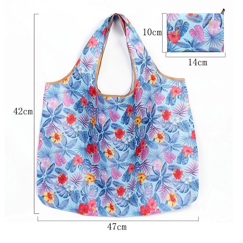 Factory Promotional Polyester Custom Printing Folding Shopping Tote Bags