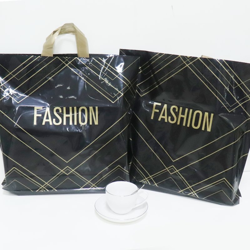 Fashion Custom Printed Shopping Bags Custom Folding Plastic Reuseable bag Square Bottom Gusset Bag Packing For Garment