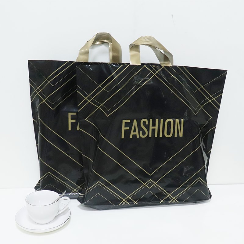 Fashion Custom Printed Shopping Bags Custom Folding Plastic Reuseable bag Square Bottom Gusset Bag Packing For Garment