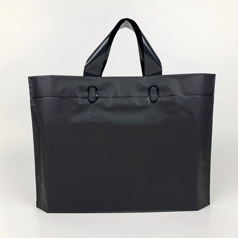 Yiwu Oke Factory In-Stock Wholesale Printed Logo PE Frosted Plastic Handbags Bottom Gusset Gift & Clothing Shopping Bags