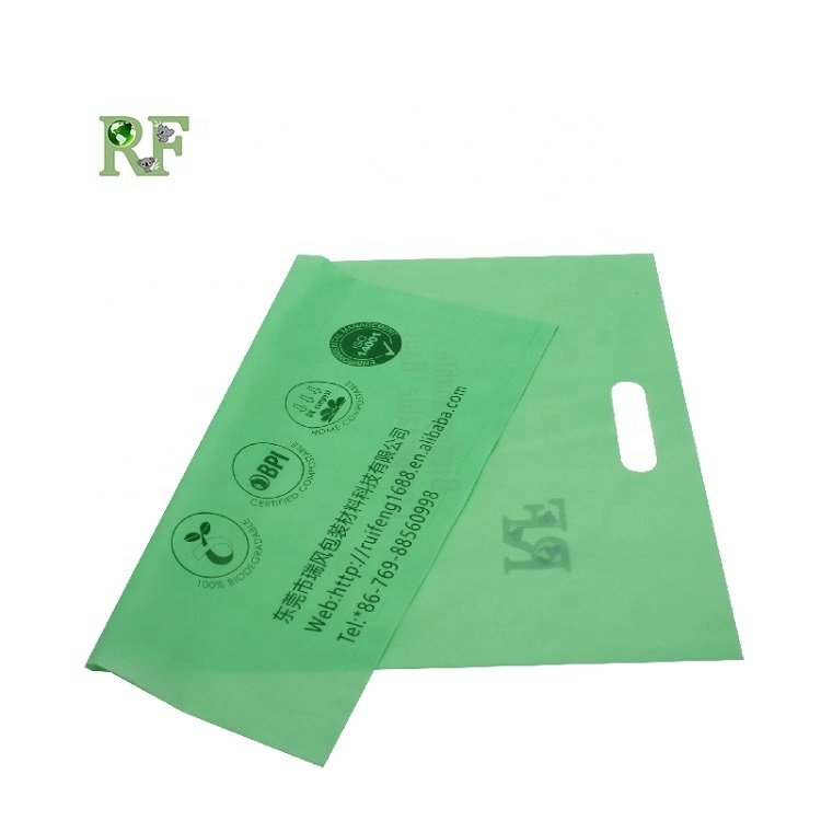 100 Biodegradable Die Cut Shopping Bags with logo for supermarket/grocery/promotion