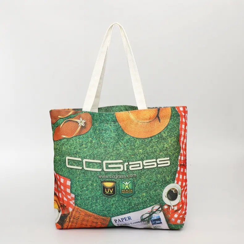 Custom sublimation silk screen digital heat transfer printed anime polyester jute hemp linen cotton canvas tote shopping bag