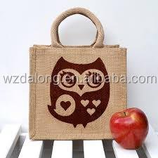 small cute Jute Beach Tote Bag for kids, elephant bird owl shopping Bag BSCI SEDEX