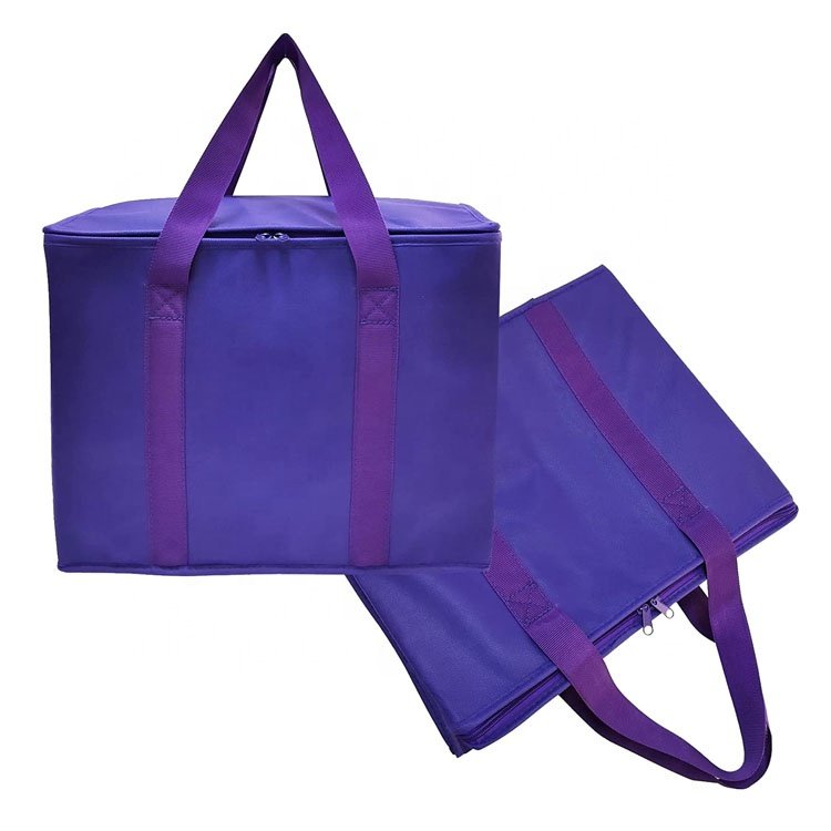 Customized extra large grocery food delivery package lunch beach bag non woven packing cooler shopping bag reusable cold and hot